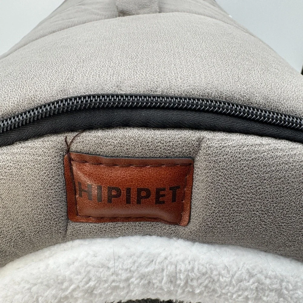 Gray Plush Tunnel Cat Bed with Removable Cushion